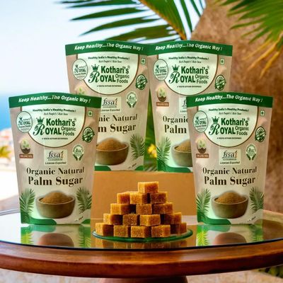 Kothari's Royal Organic Palm Sugar Pack of 4 800GM/ Palm Sugar Crystals | Panam Kalkandam | No Added Chemicals | No Color | No Preservatives