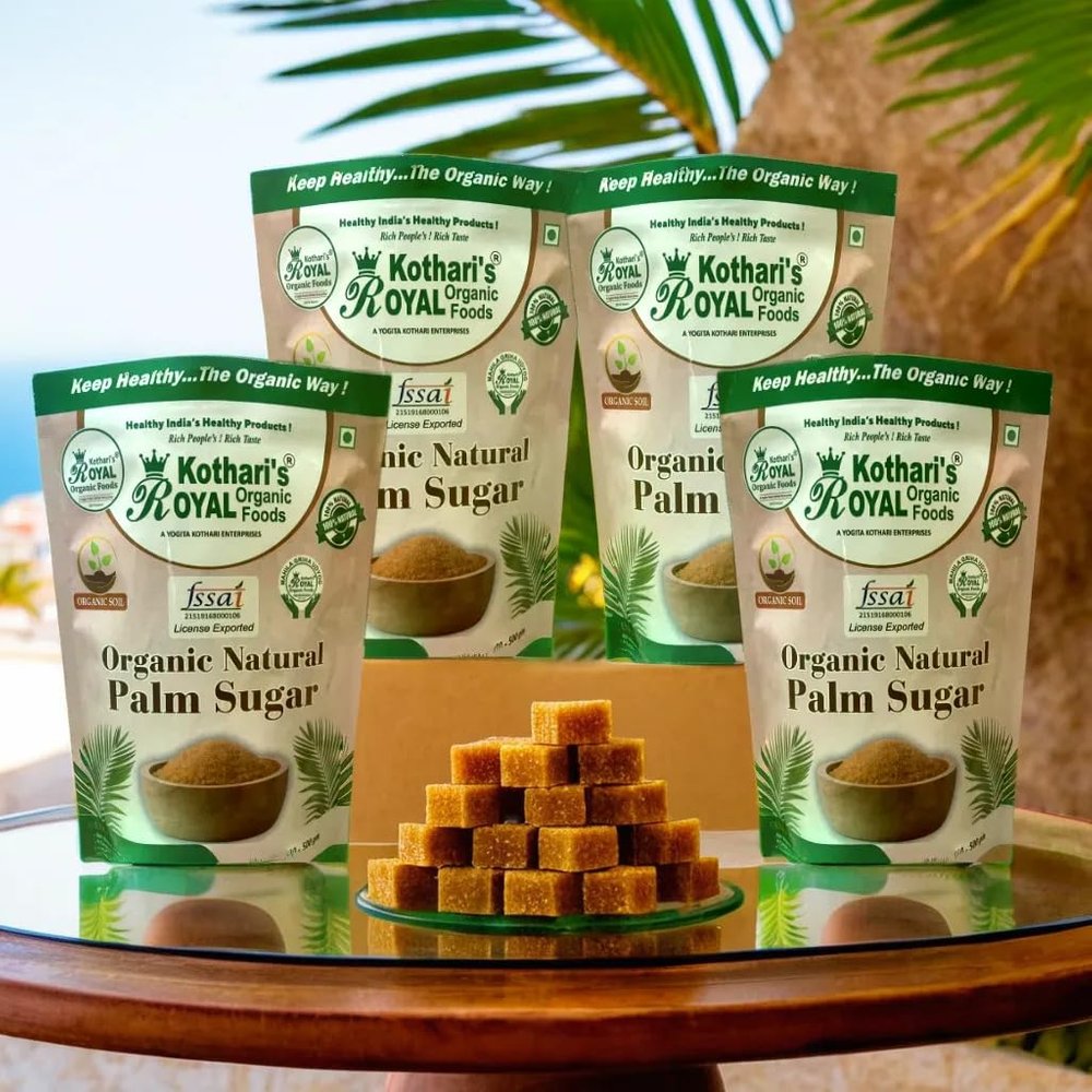 Kothari's Royal Organic Palm Sugar Pack of 4 800GM/ Palm Sugar Crystals | Panam Kalkandam | No Added Chemicals | No Color | No Preservatives
