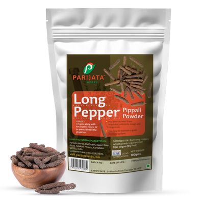 Parijata Herbs Long Pepper/Pippali/Hippali Powder 100g