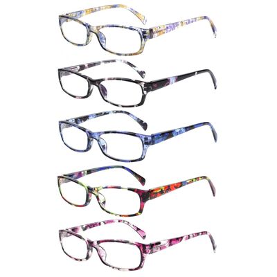 5 Pack Computer Reading Glasses Men and Women Anti Eyestrain Blue Light Blocking Glasses for Reading, 5 Mix-2, Medium