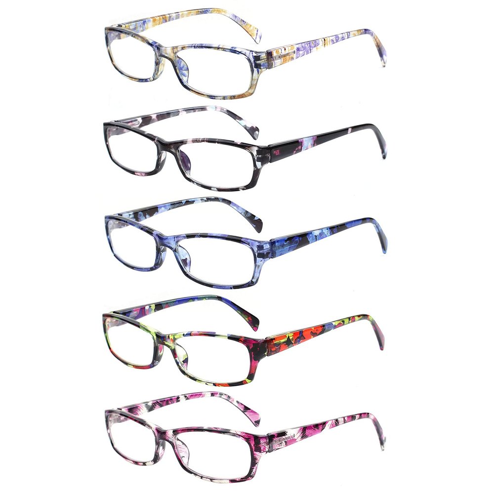 5 Pack Computer Reading Glasses Men and Women Anti Eyestrain Blue Light Blocking Glasses for Reading, 5 Mix-2, Medium