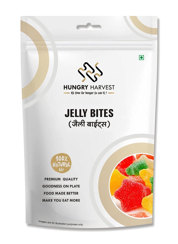 Hungry Harvest Jelly Bites Candy Soft Candy Sugar Coated Mix Colourful Candy 900 Gram