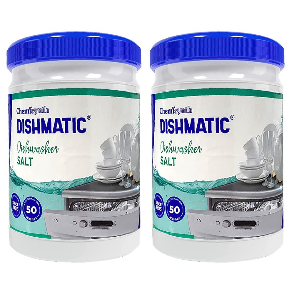 Dishmatic Dishwasher Salt Automatic Dishwasher Salt Powder - 2 kg Regular Combo Pack for Spot-Free Clean Dishes Compatible with All Dishwashers (Pack of 2)