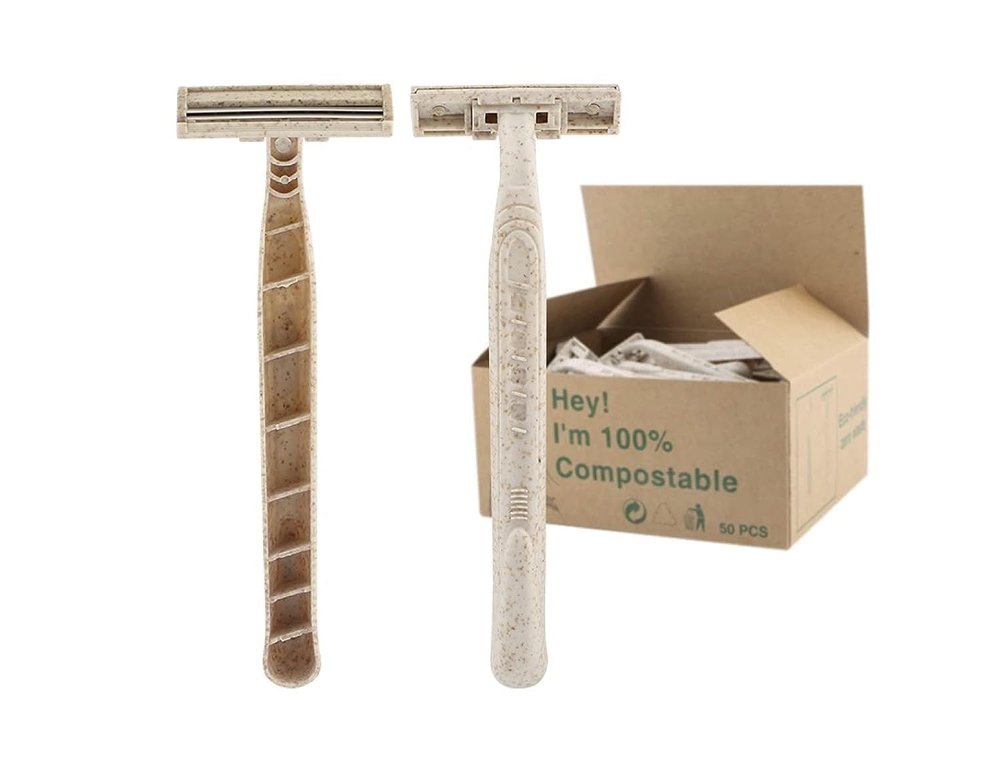 Eco-Friendly Razor | Disposable | Recycled Material | Men & Women Shaving Razor | Twin Blade | Biodegradable Wheat Straw|