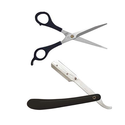Stainless Steel Moustache Trimming Beard Trimming Scissor And Black Razor Ustra Barber Razor For Men