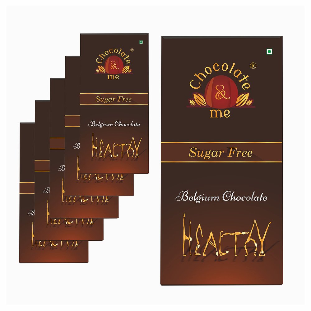 Chocolate & Me,Belgian Sugar Free Chocolate,55% Dark Chocolate Bar,(6 X 50 Gms)