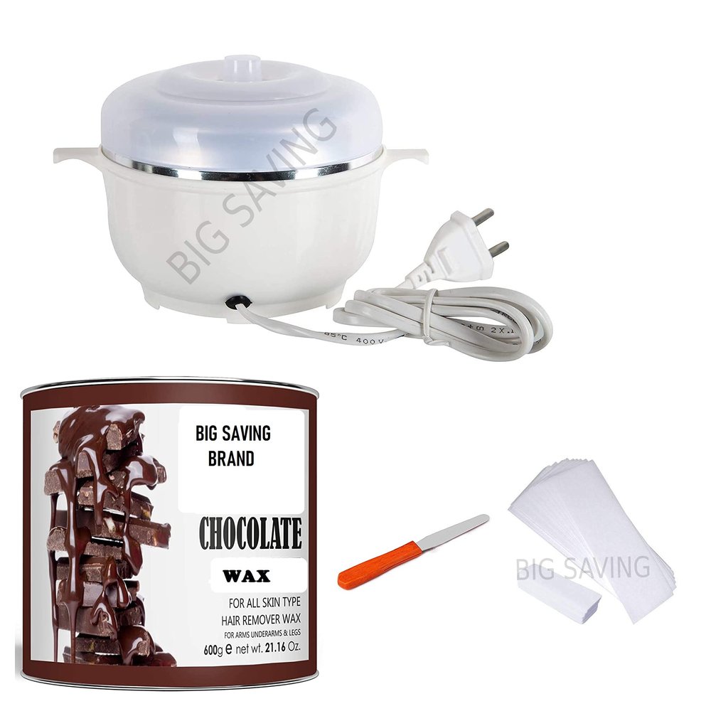 Big saving Wax Combo Machine Wax Heater Machine, 600 gram Hot Chocolate Wax Cream, 70 pieces Wax Strips and Knife, Hair removal Waxing Kit, Wax Kit for women and mens,| Automatic Wax (CHOCOLATE)