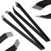 AAProTools 5.5" Tactical Black Fish Bone Tweezers Stainless Steel Flat And Slant Tip Tweezers Pliers Remover Tool view 1