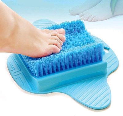 AMULAKH Shower Foot Scrubber with Pumice Stone, Foot Clean, Exfoliate & Massager Without Bending in The Shower or Bathtub, Foot Dead Skin & Callus Remover- Upgraded Non Slip with Suction Cups(Multi)