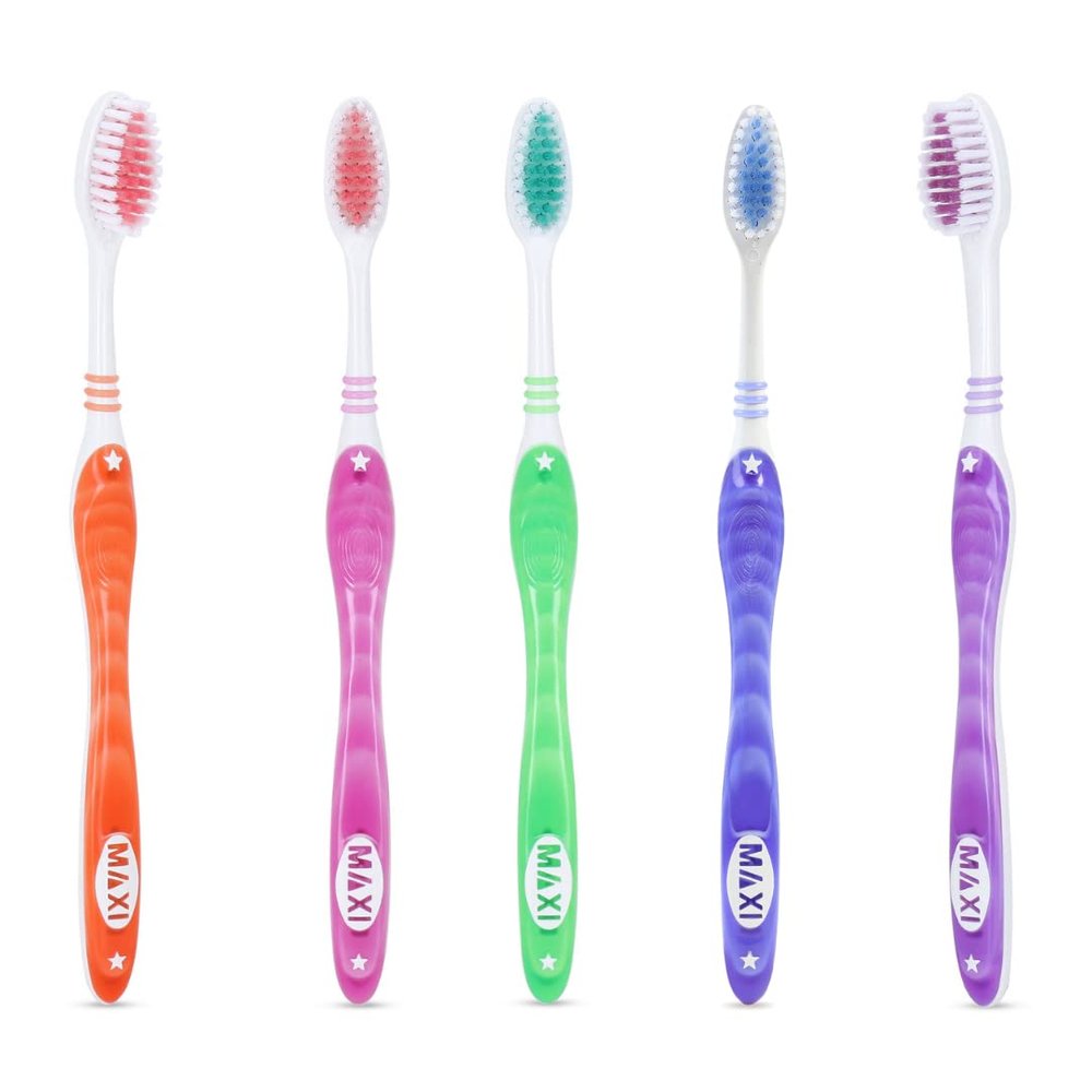 MAXI Tiger Soft Bristles Toothbrush, Multicolor (Pack of 12)