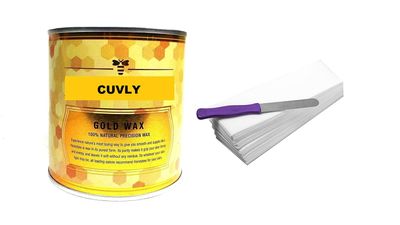 CUVLY Women Waxing Kit Combo - Wax Gold (600gm) + 70 Wax Strips + Wax Spatula - Complete Wax Kit