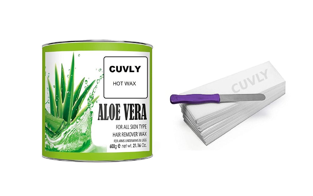 CUVLY Waxing Kit Combo Wax Aloe Vera Wax (600 Gm)+ Wax Strips (70) Waxing Kit | Wax Combo (Wax Strips And Aloe Vera Wax) For Women