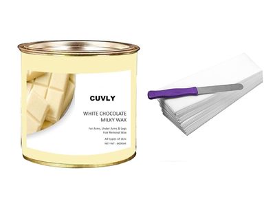 CUVLY Women Waxing Kit Combo Wax Cream (White Chocolate Wax (600G) + Wax Strips (70) Hair Remover Wax Cream | Wax Combo (Wax Strips And White Chocolate Wax)