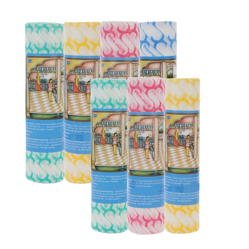 GINNI Premium Printed Kitchen Swipe Rolls | Kitchen Tissue Roll Reusable & Washable Multi-Purpose Household Sheets - 50 Pulls/Roll (Pack of 7)