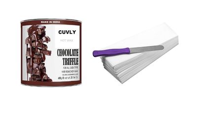 CUVLY Women Waxing Kit Combo (Chocolate Wax (600 G), Gold Wax (600 G), Wax Strips (70) + Wax Spatula) Wax Combo (Wax Strips And Chocolate Wax)