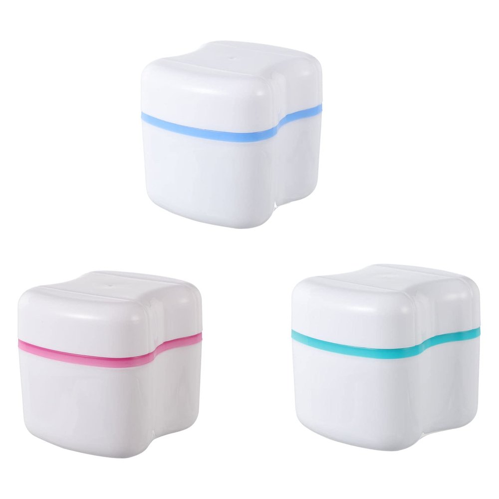 ARTIBETTER 3pcs Denture Bath Case Denture Cup Denture Bath Container Denture Soaking Container for Travel, Retainer Cleaning