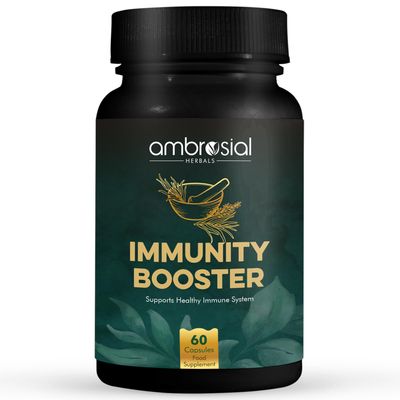 Ambrosial Herbal Immunity Booster Immunity Supplements with Blend of 6 Natural Herbs: Amla, Ashwagandha, Giloy, Turmeric, Black Pepper & Licorice | Immune Booster for Adults (Pack of 1 60 Capsules)