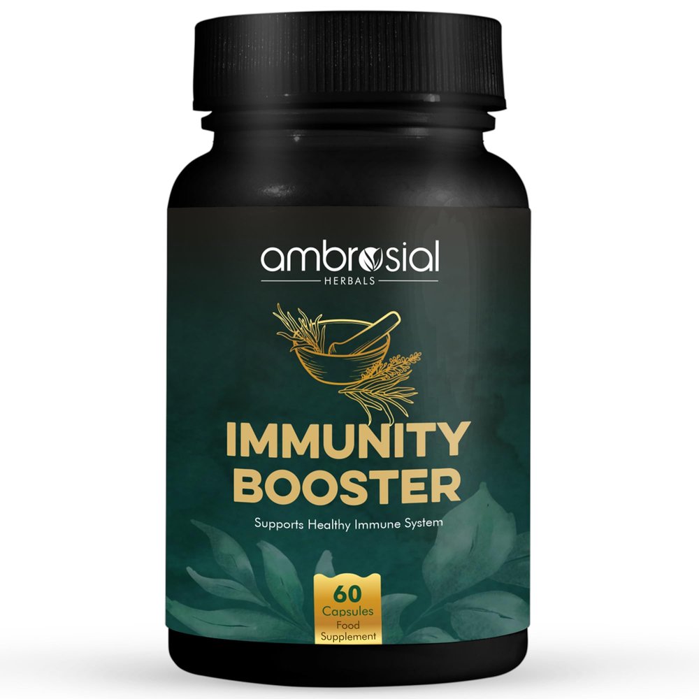 Ambrosial Herbal Immunity Booster Immunity Supplements with Blend of 6 Natural Herbs: Amla, Ashwagandha, Giloy, Turmeric, Black Pepper & Licorice | Immune Booster for Adults (Pack of 1 60 Capsules)