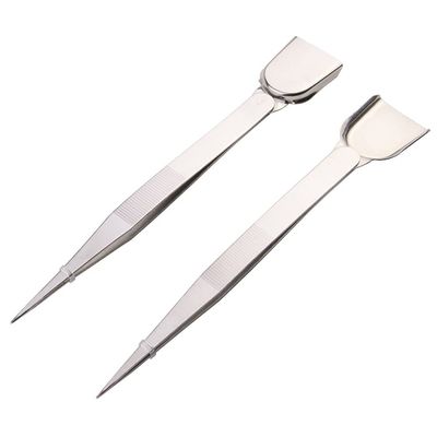2 Pieces Stainless Steel Tweezers with Shovel Stainless Steel Handy Tweezer with Shovel Diamond Gem Tweezers Jewelry Tweezers with Scoop Gems Pick Up Beads Tools for Beads Gems Diamond