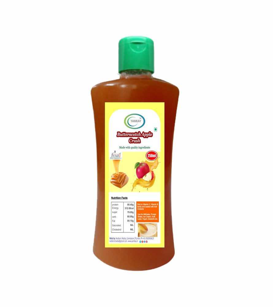 Yamkay Butterscotch Apple Crush Crush delicious desserts Fruit Topping for Ice Creams, Cakes Pastries and Shakes 250ml