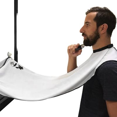 Captain Jax Beard Hair Catcher, Beard Cape Apron for Shaving and Grooming with Suction Cups for Mirror, White