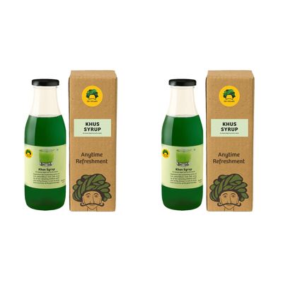 Gulabs Khus (Vetiver) syrup for sharbat, mocktail, cocktail (Pack of 2, 475 ml each)