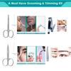 5Pcs Beauty Grooming Eyebrow Scissor Men Women Facial Nose Hair Scissor Curved Round Blunt Mustache Beard Manicure Pedicure Trimmer Set Stainless Steel Slant Tweezers Nail Clipper Pet Dog Scissor Kit view 3