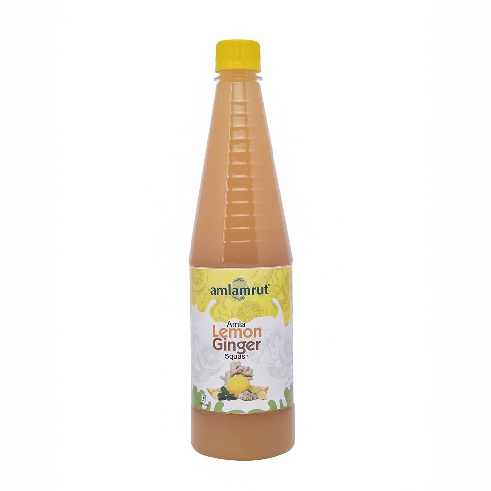 Amlamrut Amla Lemon Ginger Squash 650 ml | Natural Herbal Health Drink Concentrate