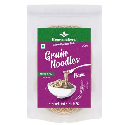 Homemakerz Rava Hakka Noodles, Natural, Preservative, Fat Free, Not Fried & No Oil, Healthy & Tasty Durum Wheat Grain Noodles, 200g