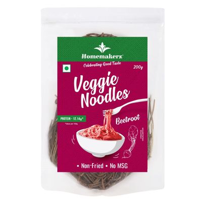 Homemakerz Beetroot Hakka Noodles, Natural, Preservative, Fat Free, Not Fried & No Oil, Healthy & Tasty Hakka Vegetable Noodles, - 200 Gm