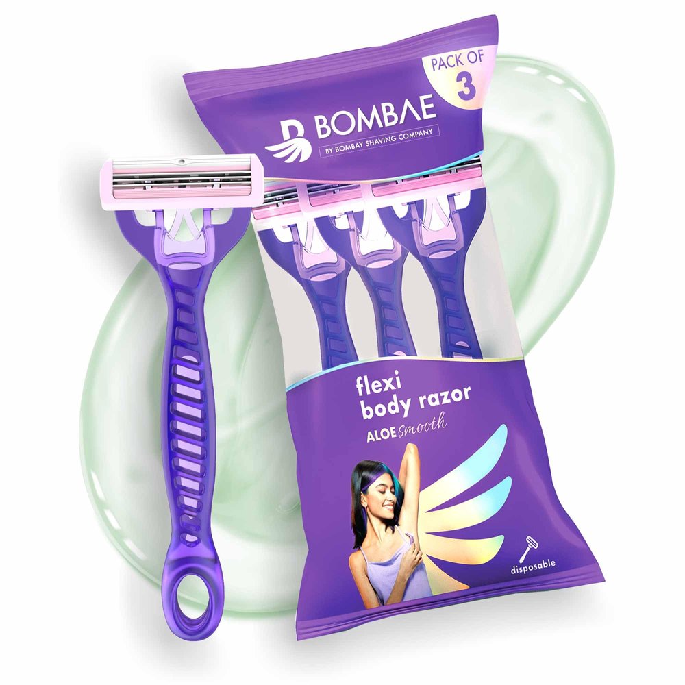 Bombae Disposable Flexi Body Razors for Women - 3 |Body Hair Remover for Women with Aloe Vera and Vitamin E | Smooth shave on arms, underams, bikini line, legs