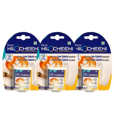 NiloCheeni Sucralose Sweetener Tablets | Sugar Free | Zero Calorie | Diabetic Friendly | Vegan & Keto Friendly | 100% Safe | (110 Tablets - Pack of 3)