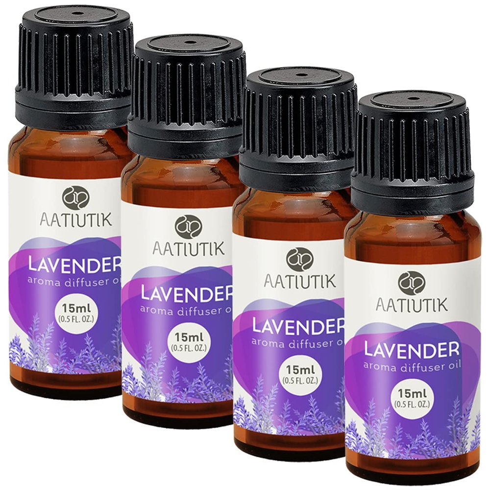 Aatiutik Essential Anti Bacterial Aroma Oil Diffuser for Home Electric and Tlight Diffuser | Home Fragrance | Lavender Diffuser Oil for Home Office Spa Hotel - Set of 4, 15 ML Each