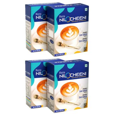 NiloCheeni Sucralose Sachets | Sugar Free | Zero Calorie | Diabetic Friendly | Vegan & Keto Friendly | 100% Safe (200 Sachets - Pack of 4)