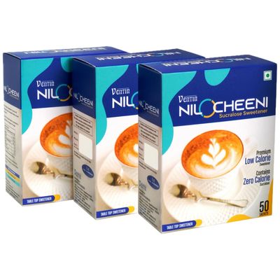 NiloCheeni Sucralose Sachets | Sugar Free | Zero Calorie | Diabetic Friendly | Vegan & Keto Friendly | 100% Safe (150 Sachets - Pack of 3)