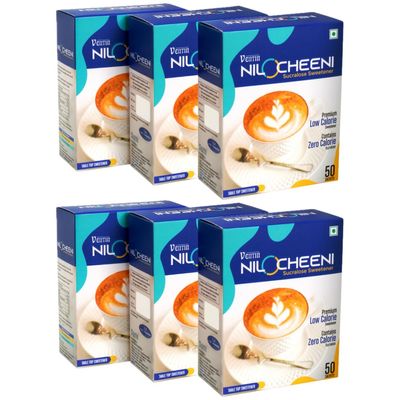NiloCheeni Sucralose Sachets | Sugar Free | Zero Calorie | Diabetic Friendly | Vegan & Keto Friendly | 100% Safe (300 Sachets - Pack of 6)