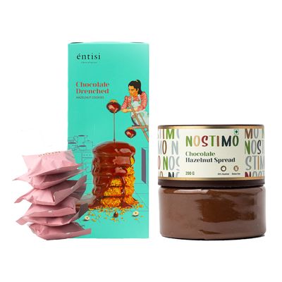 Entisi Premium Chocolate Coated Hazelnut Cookies (6 Pieces) & Chocolate Hazelnut Spread - (Combo Pack of 2)