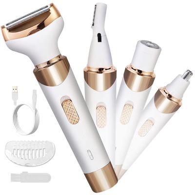 MKIOVH Electric Razor For Women Bikini Trimmer, Mkiovh Women's Shaver Cordless Portable 4 In 1 Painless Shaver, ?For Face Legs Brows Nose Brows Nose Detachable Head Usb Rechargeable Hair Trimmer