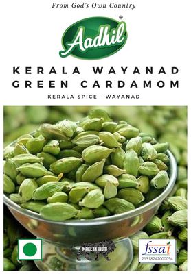 Aadhil Spice of Kerala Wayanadan Whole Green Cardamom (Elachi/Elakka) - First Quality - 100 g
