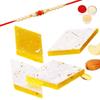 Ghasitaram Gifts Rakhi Gifts for Brothers Rakhi Sweets - Pure KESARI KAJU KATLI (800 GMS) with Beads Rakhi view 1