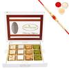 Ghasitaram Gifts Rakhi Gifts for Brothers Rakhi Sweets - Assortment of Pure Kaju Badam Pista and Walnut Barfis 12 pcs with Beads Rakhi view 1