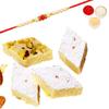 Ghasitaram Gifts Rakhi Gifts for Brothers Rakhi Sweets - Pure BADAM KATLI 400 GMS with Beads Rakhi view 1