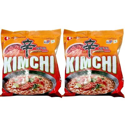 Nongshim Kimchi Ramyun Instant Noodle Pack Of 2 - Vegetarian, 120 Gram