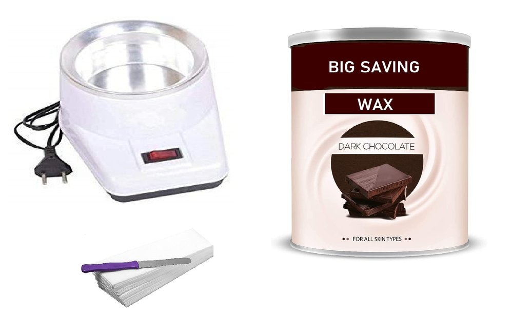 Big saving Waxing Kit (Wax Heater + Hot Wax 600gm For Hair Removal With 70pc wax Strips And Knife for women And Man | Wax Combo Kit (CHOCOLATE COMBO WAX)