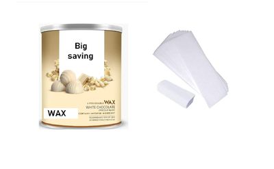 Big saving Waxing Kit Flavored Hot Wax 600g, And Wax Strips For Hair Removal Waxing kit for women And Man | Wax Combo Kit (ONLY WHITE CHOCOLATE WAX)