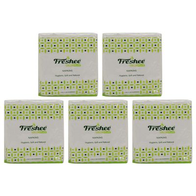 Freshee 1 Ply Disposable Tissue Napkin 50 Sheets x 5 Pack