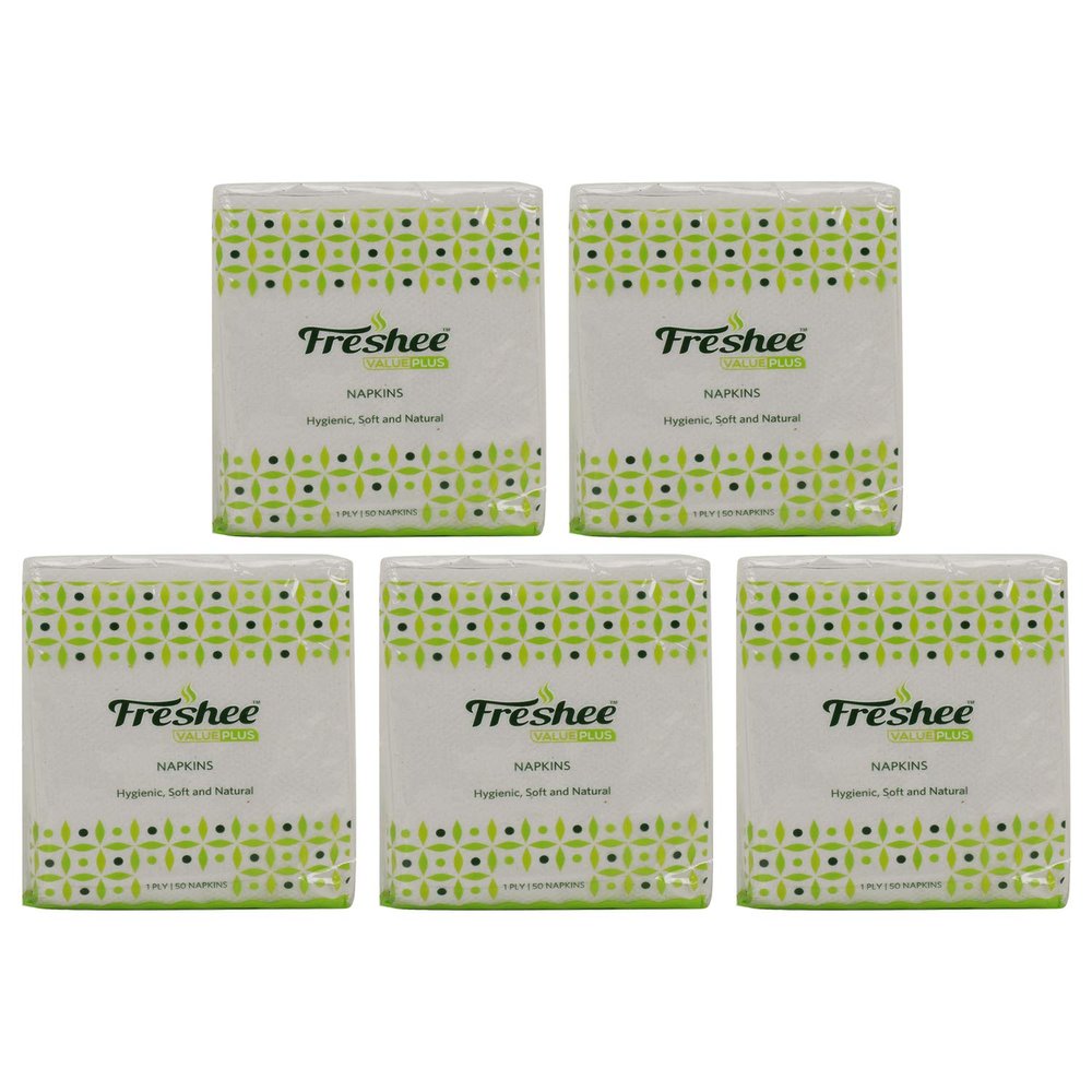 Freshee 1 Ply Disposable Tissue Napkin 50 Sheets x 5 Pack
