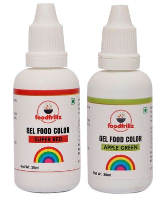 foodfrillz Food Gel Color - Super Red and Green,(20 ml x 2) Gel Food color for decoration