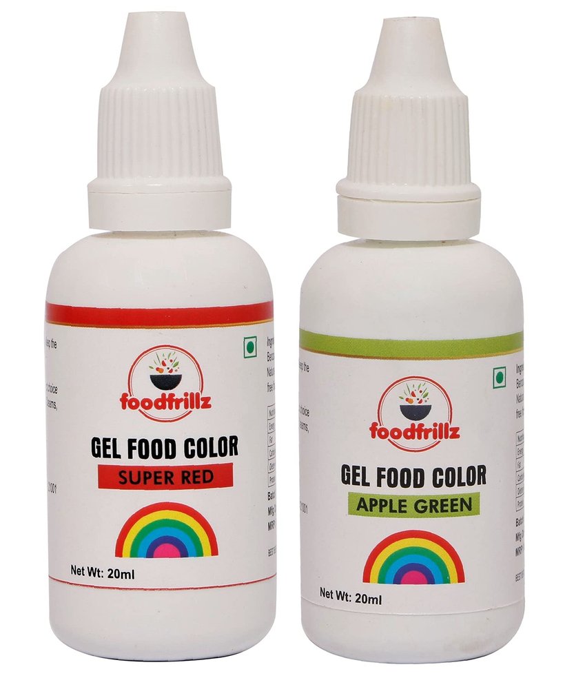 foodfrillz Food Gel Color - Super Red and Green,(20 ml x 2) Gel Food color for decoration