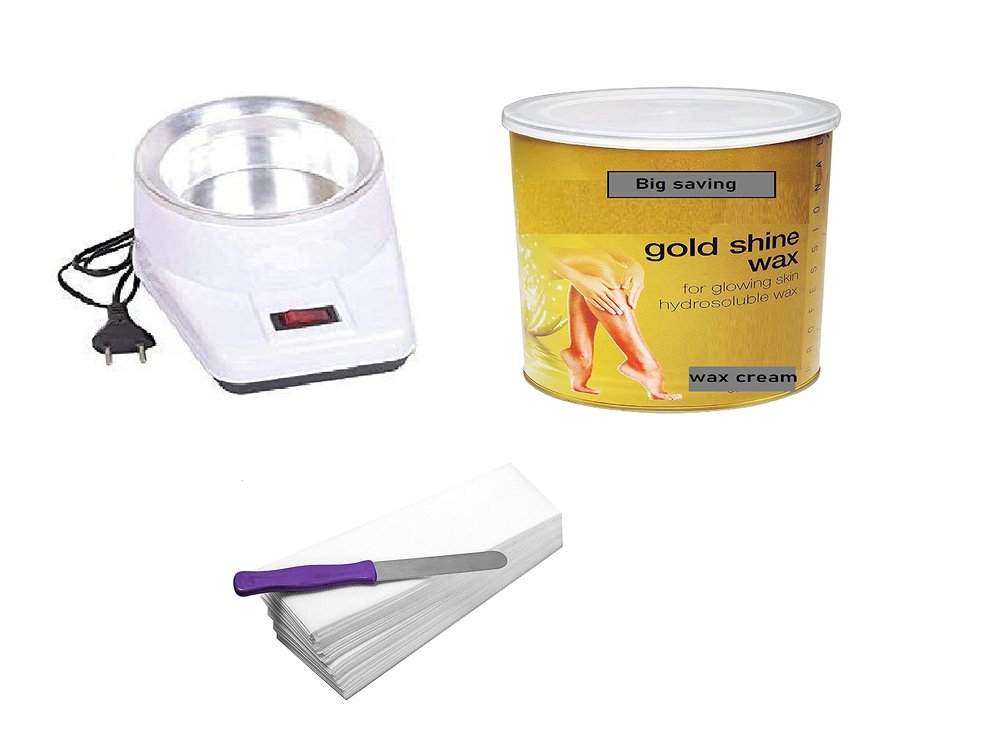 Big saving Wax Heater Machine Wax Machine Kit Wax Heater Combo + Hot Wax Cream (600 grams) + Wax Strips 70 Pcs + Knife Hair removal Waxing Kit, Wax Kit for women and mens (GOLD WAX)